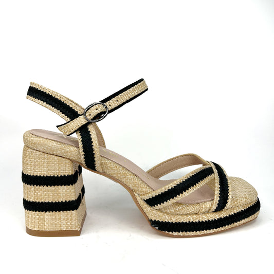 SANDALIA DE MUJER YUTE BEIGE-NEGRA 494J536