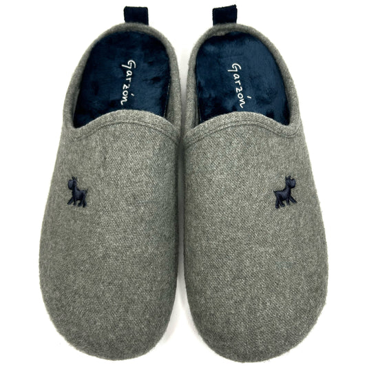 ZAPATILLAS DE CASA HOMBRE LOGO PERRITO GRIS 8003