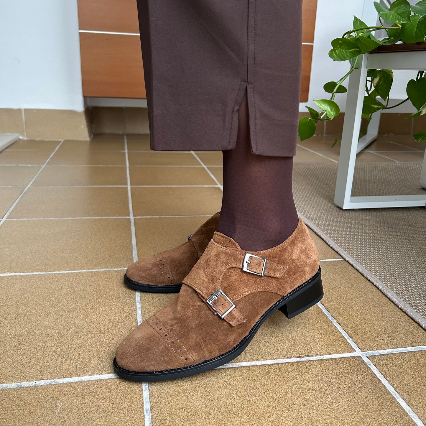 ZAPATO MUJER HEBILLAS TABACO 1532N